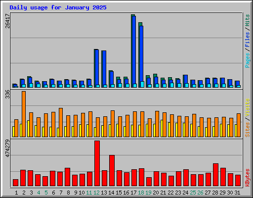Daily usage for January 2025