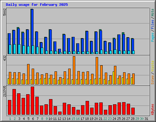 Daily usage for February 2025