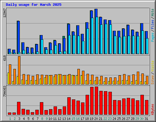 Daily usage for March 2025